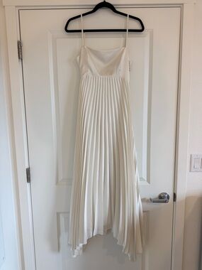 Abercrombie & Fitch Cream Strapless Pleated Maxi Dress